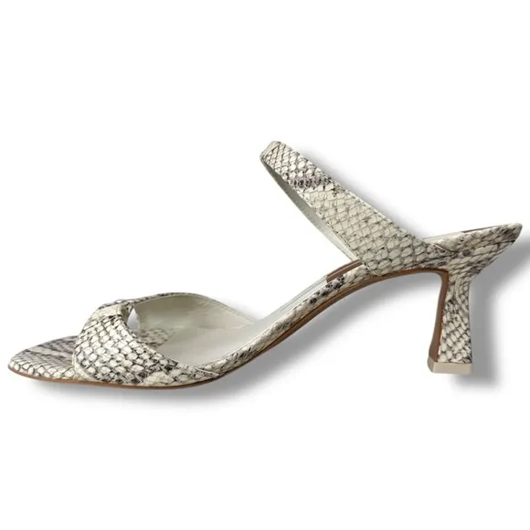 Dolce Vita White Snake Print Kitten Heel Sandals Square Toe Tanika Bridal,Sz 6.5