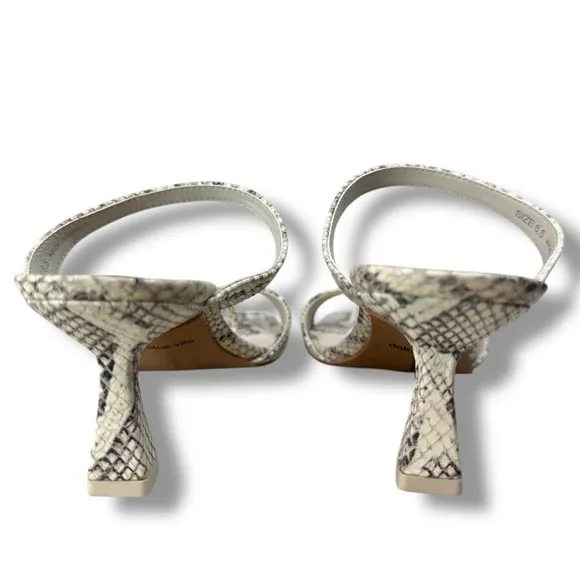 Dolce Vita White Snake Print Kitten Heel Sandals Square Toe Tanika Bridal,Sz 6.5