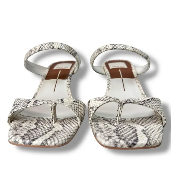 Dolce Vita White Snake Print Kitten Heel Sandals Square Toe Tanika Bridal,Sz 6.5