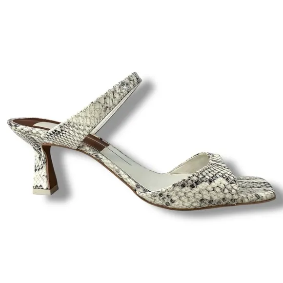 Dolce Vita White Snake Print Kitten Heel Sandals Square Toe Tanika Bridal,Sz 6.5