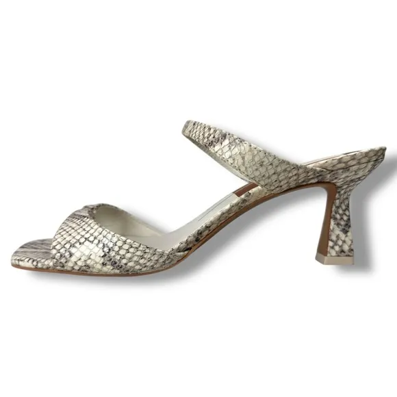 Dolce Vita White Snake Print Kitten Heel Sandals Square Toe Tanika Bridal,Sz 6.5