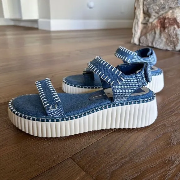 DOLCE VITA Debra Platform Sandal In Blue Denim