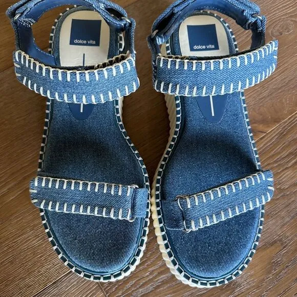 DOLCE VITA Debra Platform Sandal In Blue Denim