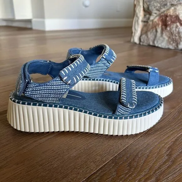 DOLCE VITA Debra Platform Sandal In Blue Denim