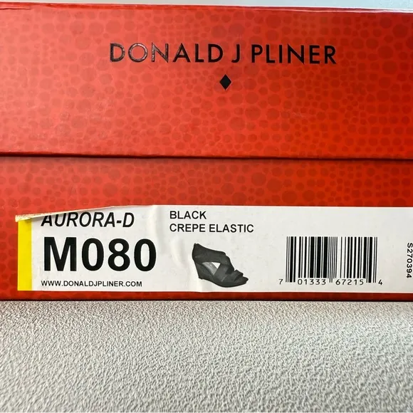 Donald J Pliner Aurora-D Black Crepe Elastic Wedge Sandals 8M