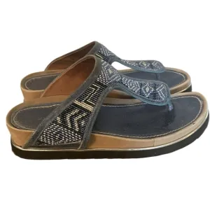 Donald J. Pliner Blue/Blue Aztec Beading/BrushedMetallic Sandals in size 8M