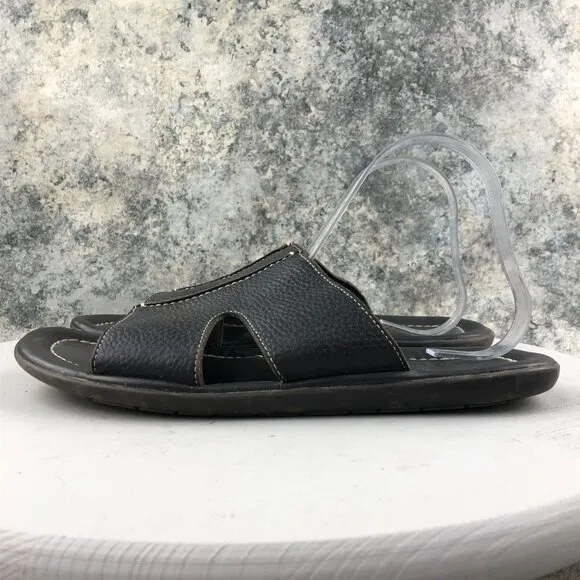 Donald J Pliner Men's Size 10M Dan Dark Brown Pebbled Leather Slip On Sandals