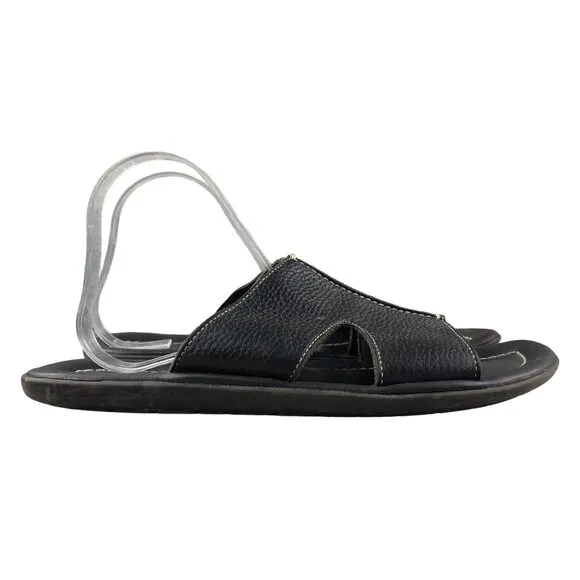 Donald J Pliner Men's Size 10M Dan Dark Brown Pebbled Leather Slip On Sandals