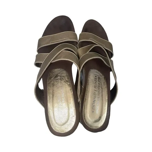 Donald J Pliner Wedge Platform Strappy Metallic &quot;Boske&quot; Sandals Size 8