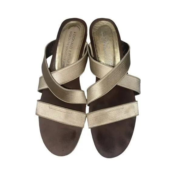 Donald J Pliner Wedge Platform Strappy Metallic &quot;Boske&quot; Sandals Size 8