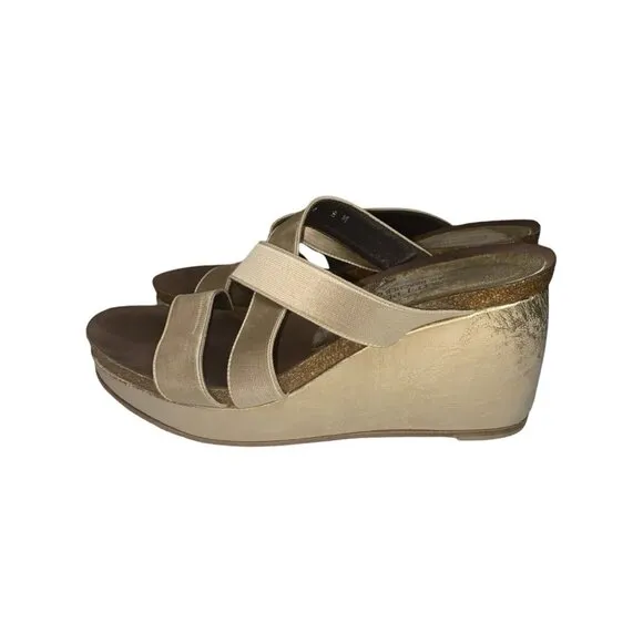 Donald J Pliner Wedge Platform Strappy Metallic &quot;Boske&quot; Sandals Size 8