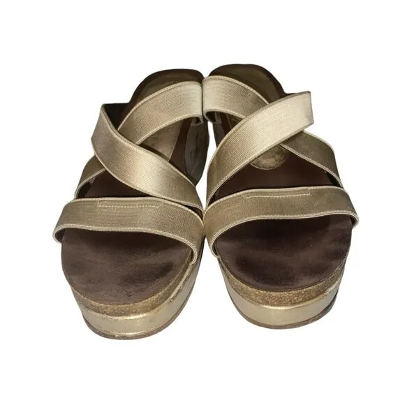 Donald J Pliner Wedge Platform Strappy Metallic &quot;Boske&quot; Sandals Size 8