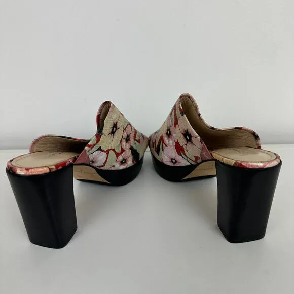 Donald J. Pliner Womens Block Heel Floral Slip-On Mule Slide Pink/Red Sandals 6M