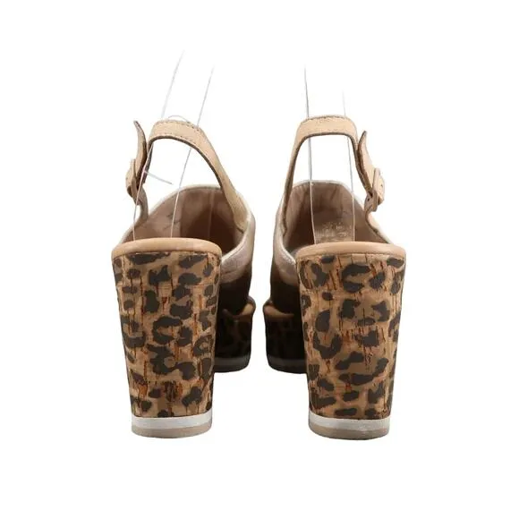 Donald Pliner Shoes Womens 7.5 Wedge Sandals Slingback Fashion Leopard Leather