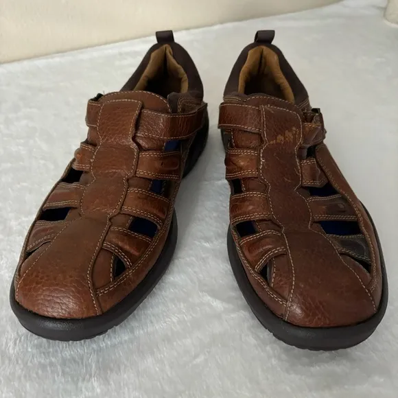 Dr. Comfort Men's Leather Fisherman Sandals size 9W Brown
