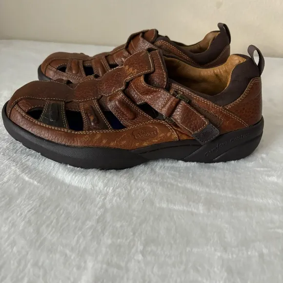 Dr. Comfort Men's Leather Fisherman Sandals size 9W Brown