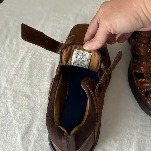 Dr. Comfort Men's Leather Fisherman Sandals size 9W Brown