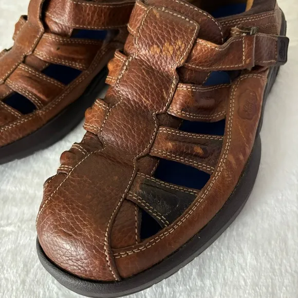 Dr. Comfort Men's Leather Fisherman Sandals size 9W Brown