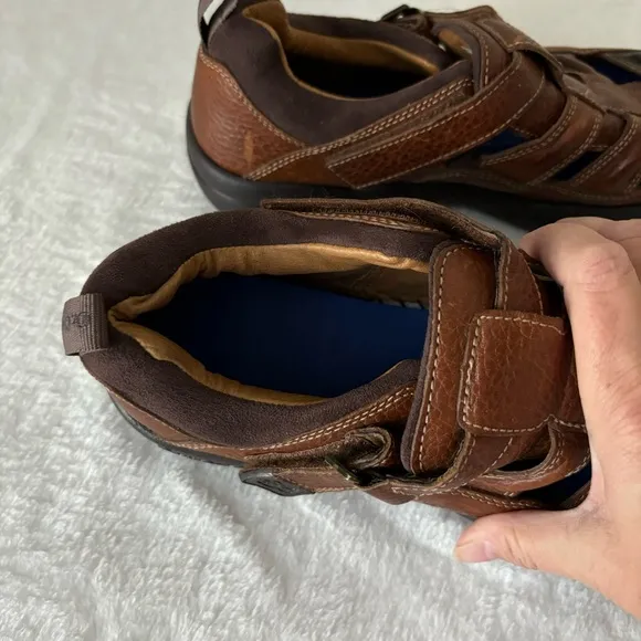 Dr. Comfort Men's Leather Fisherman Sandals size 9W Brown