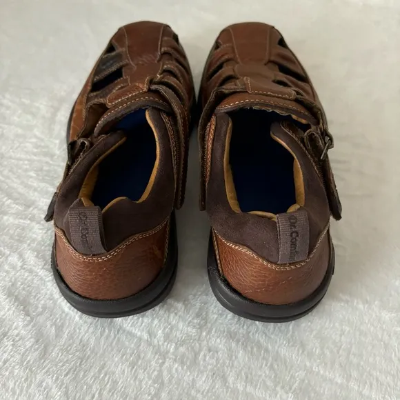 Dr. Comfort Men's Leather Fisherman Sandals size 9W Brown