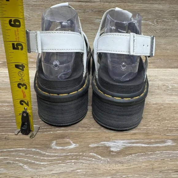Dr. Martens Francis Hydro White Leather Platform Sandals Women's Size 10