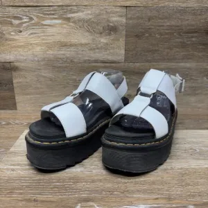Dr. Martens Francis Hydro White Leather Platform Sandals Women's Size 10