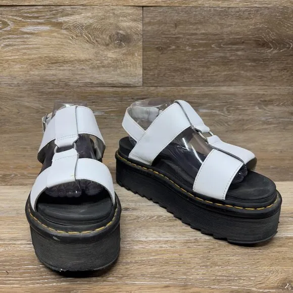 Dr. Martens Francis Hydro White Leather Platform Sandals Women's Size 10