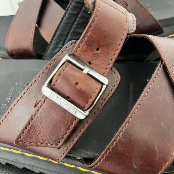Dr Martens‎ Myles Brando Sandals Men's Size 11 Burgundy Leather Buckle Slide