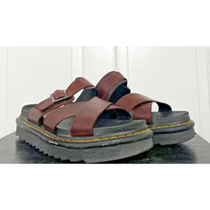 Dr Martens‎ Myles Brando Sandals Men's Size 11 Burgundy Leather Buckle Slide