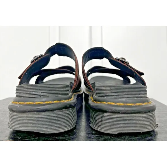 Dr Martens‎ Myles Brando Sandals Men's Size 11 Burgundy Leather Buckle Slide