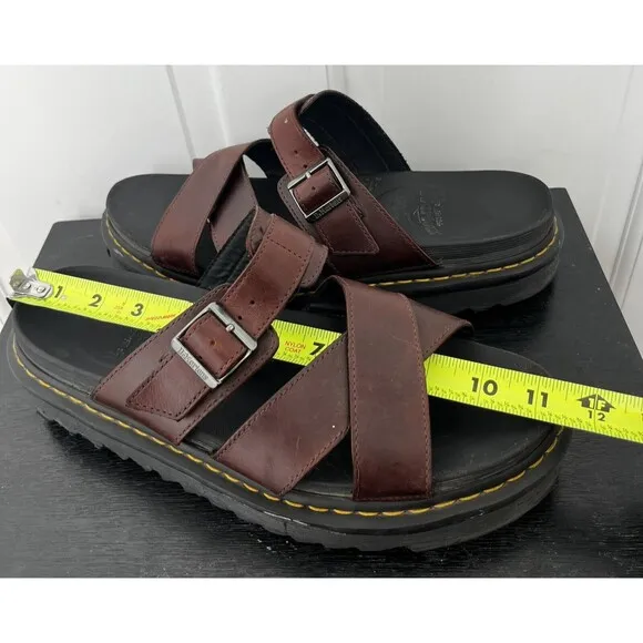 Dr Martens‎ Myles Brando Sandals Men's Size 11 Burgundy Leather Buckle Slide