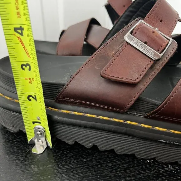 Dr Martens‎ Myles Brando Sandals Men's Size 11 Burgundy Leather Buckle Slide