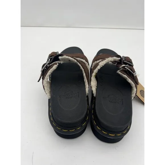 Dr. Martens MYLES SUEDE FUR-LINED BUCKLE SLIDE SANDALS Size Men’s 10/ Women’s 11