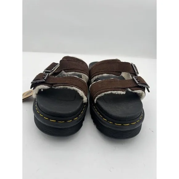 Dr. Martens MYLES SUEDE FUR-LINED BUCKLE SLIDE SANDALS Size Men’s 10/ Women’s 11