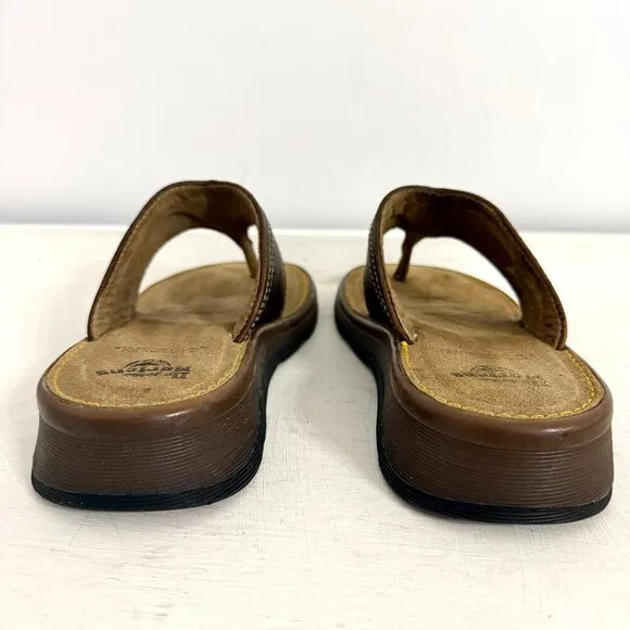 Dr. Martens Retro Chunky Brown Leather Flip Flop Thong Sandals Slides