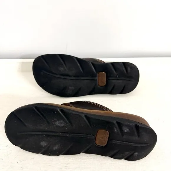 Dr. Martens Retro Chunky Brown Leather Flip Flop Thong Sandals Slides