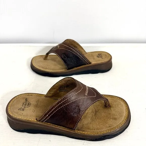 Dr. Martens Retro Chunky Brown Leather Flip Flop Thong Sandals Slides