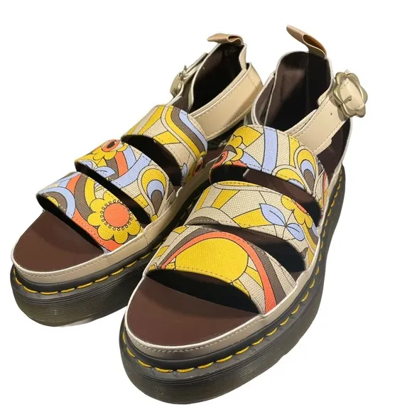 Dr. Martens VEGAN CLARISSA II QUAD SANDALS BEIGE WOMEN'S SIZE 10