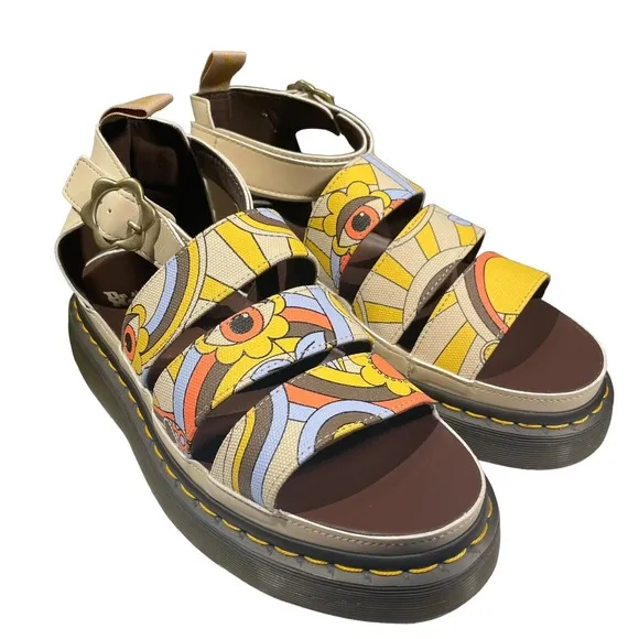 Dr. Martens VEGAN CLARISSA II QUAD SANDALS BEIGE WOMEN'S SIZE 10