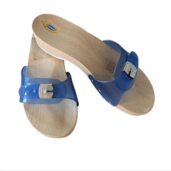 DR SCHOLLS New Sandals Slip On Slide Clog Shoe wooden made in Italy