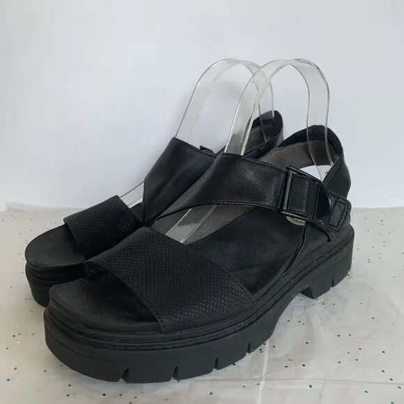 Dr. Scholls Take Off  Black Chunky Platform Ankle Strap Sandals  Sz 8.5 Comfort