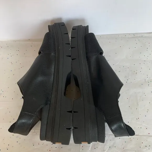 Dr. Scholls Take Off  Black Chunky Platform Ankle Strap Sandals  Sz 8.5 Comfort