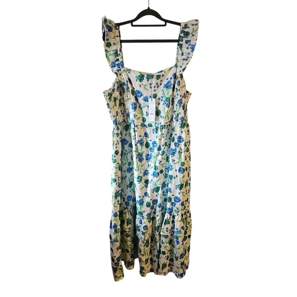 Draper James Carrie midi Dress Linen White field poppy sz XXL new with tags