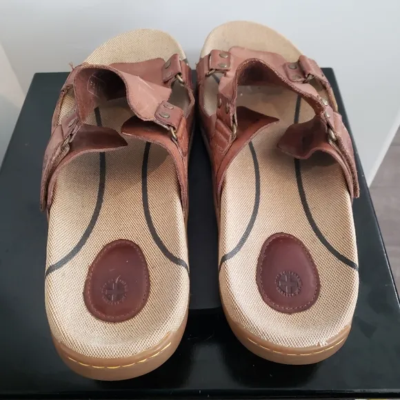Dr.Martens Vintage Brown Leather Buckle Air Cushion Slides Sandals Men's…