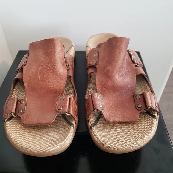 Dr.Martens Vintage Brown Leather Buckle Air Cushion Slides Sandals Men's…