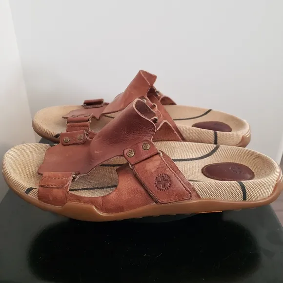 Dr.Martens Vintage Brown Leather Buckle Air Cushion Slides Sandals Men's…