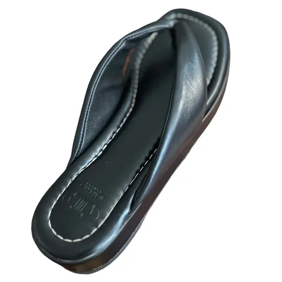 DUNE London NWT Leather Thong Sandals in Black Sz 37