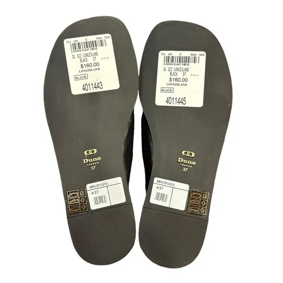 DUNE London NWT Leather Thong Sandals in Black Sz 37
