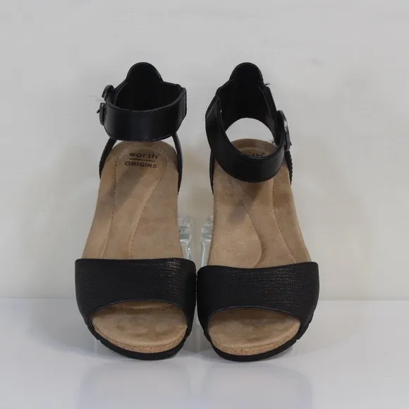 Earth Origins Black Leather Kendra Kane Sandal NWT