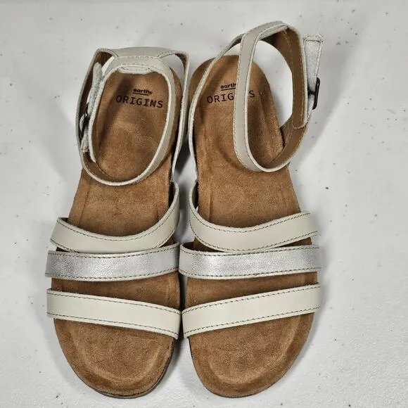 Earth Origins Lyndon Leesa Strappy Sandals Sand/White Women's 8 NWOB